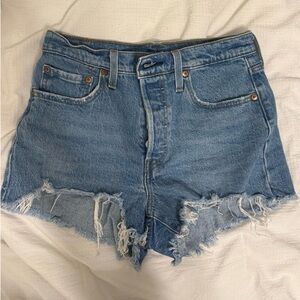 Levi's Blue Distressed Jean Shorts